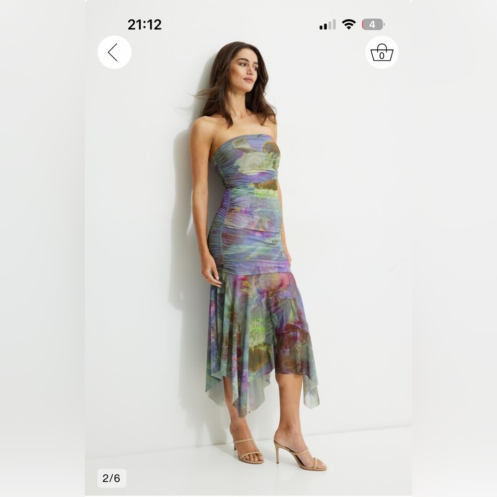 Dynamite Ruched Mesh Maxi Tube Dress